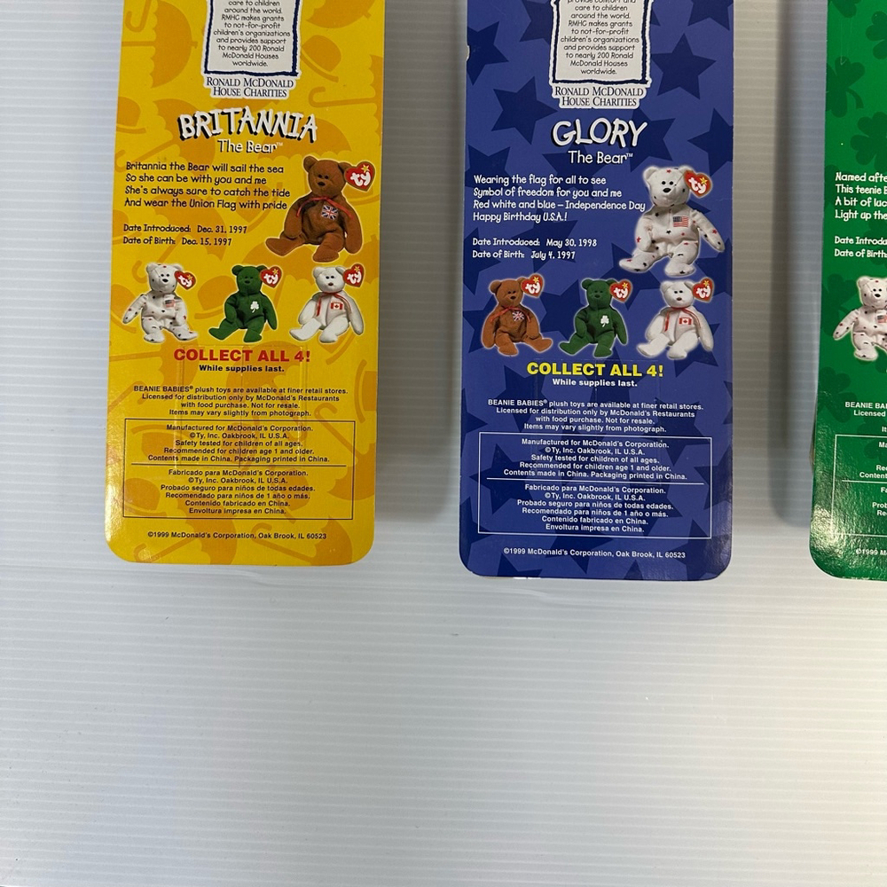 New McDonald’s Beanie Babies Plush Bear Set Ronald McDonald House 1999 lot NIB - Picture 7 of 8